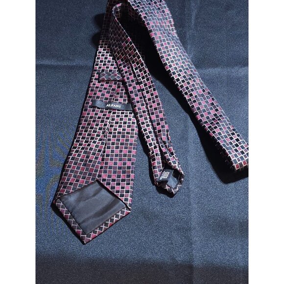 Alfani Mens Geometric Checkered Silk Tie Classic - Picture 13 of 13